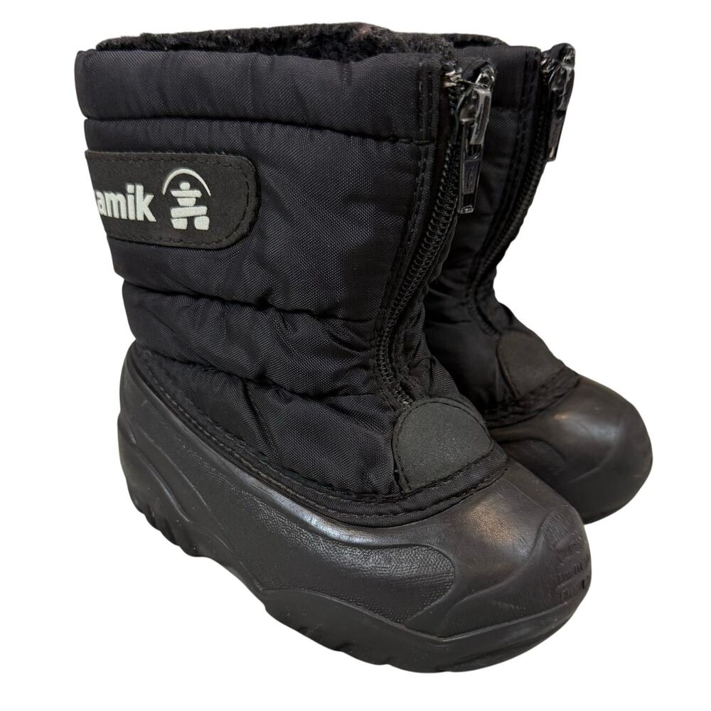 Kamik Icefollies Front Zip Waterproof Winter Snow Boots Black Toddler 7 Boys